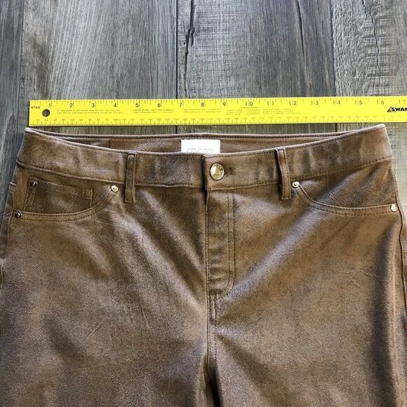 Chico's Womens The Ultimate Fit Faux Suede Leather Brown Pants Size 0 (Small 4) - Picture 6 of 11